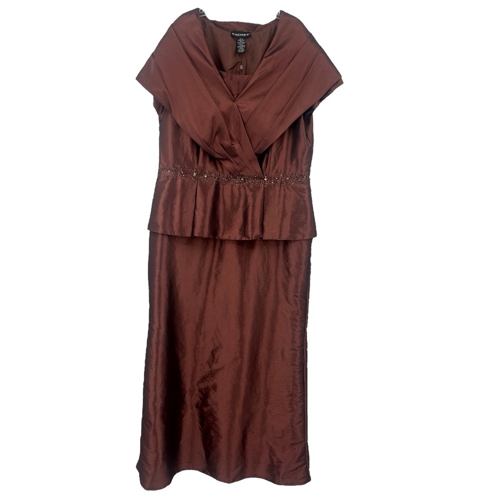 Cachet, Maxi Brown garnet crystals, special occasion formal dress size 18